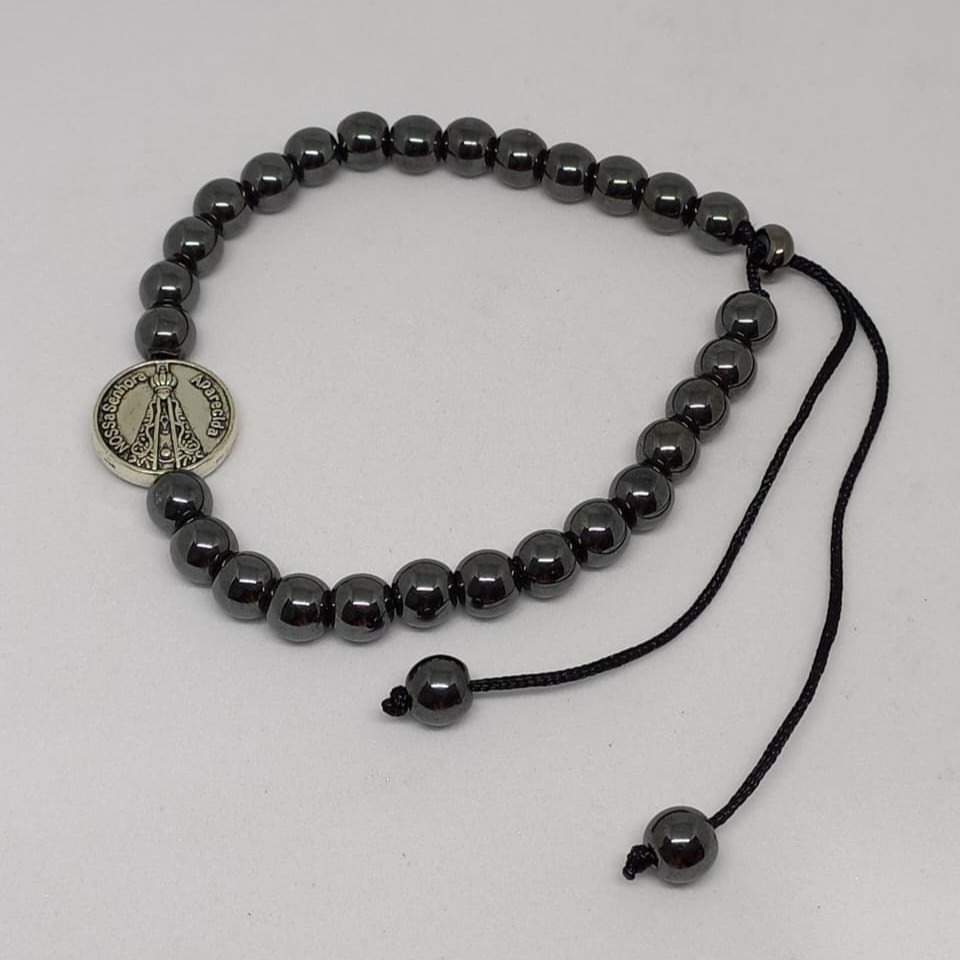 Pulseira de Hematita com Nossa Senhora Aparecida